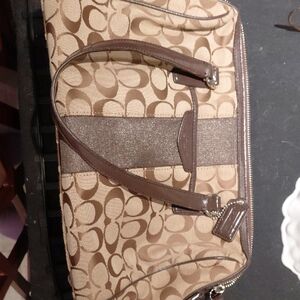 Chic Coach Brown and Tan Patterned Handbag